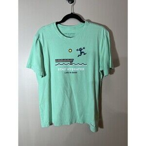 Life is Good Crusher T  Shirt Women’s Small Green Stay Hydrated